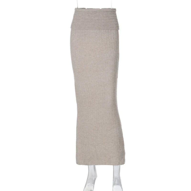 Lygens Knitting Off The Shoulder Long Sleeve Women'S Tops Skirt Women'S Sets Sweatshits Sweater Streetwear Wholesale Clothes