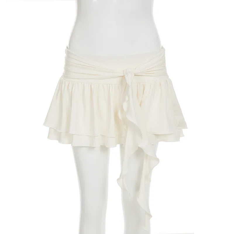 2 Piece Sets Ruffled Mini Skirts and Crop Top Y2k Coquette Summer Outfit Women Clothing 2 piece skirt set women