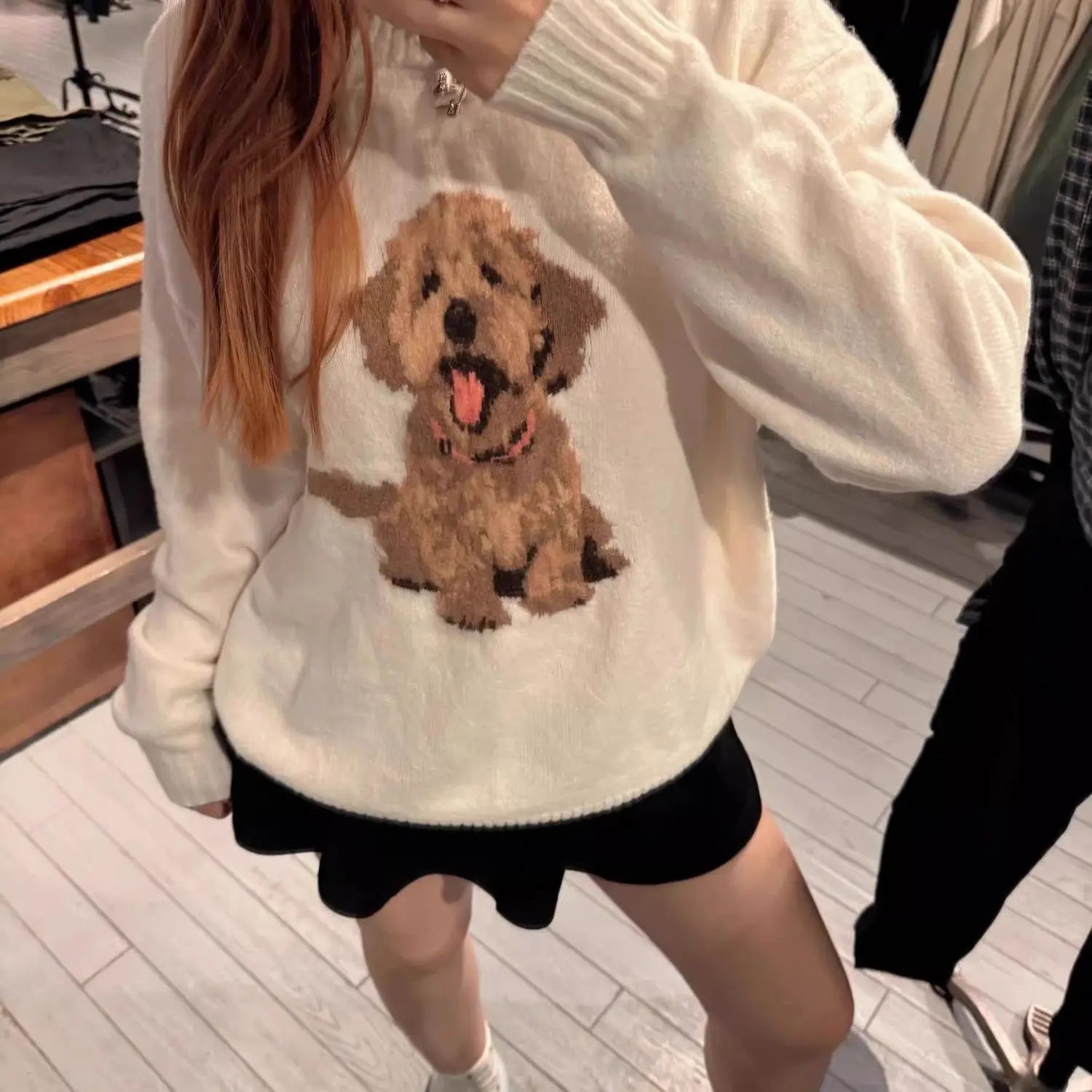 Japan Sweet Cute Cartoon Print Knitted Sweater Women's Clothing Autumn Winter Knit Pullover Streetwear Long Sleeve Coats Tops