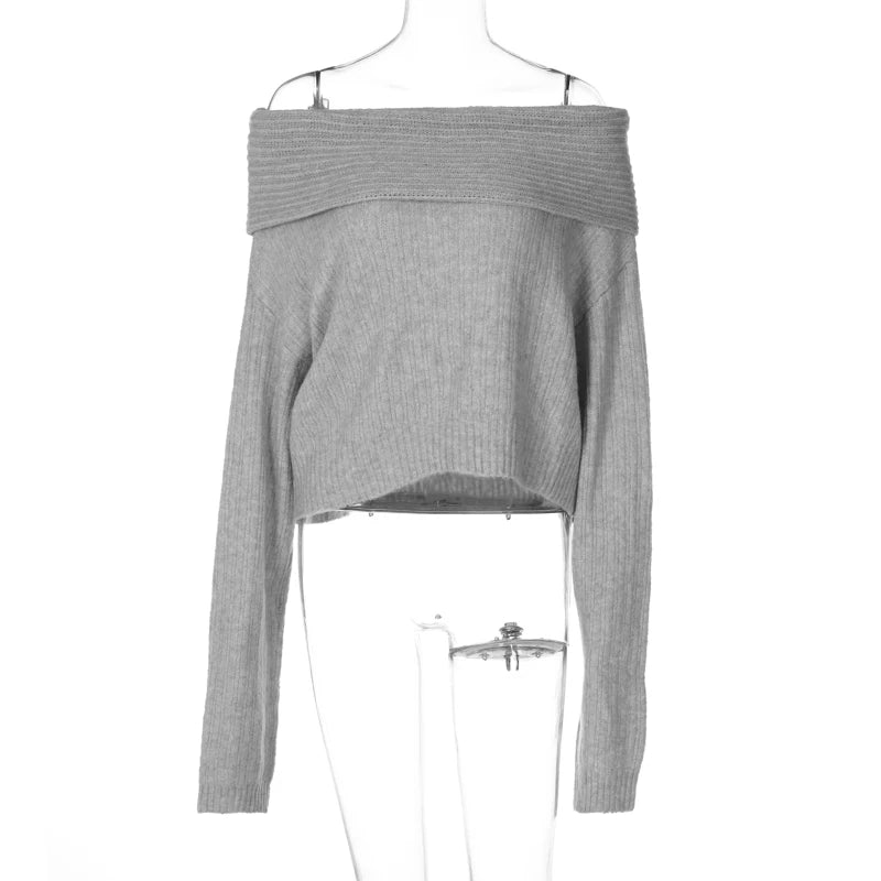Lygens Knitting Off The Shoulder Long Sleeve Women'S Tops Skirt Women'S Sets Sweatshits Sweater Streetwear Wholesale Clothes