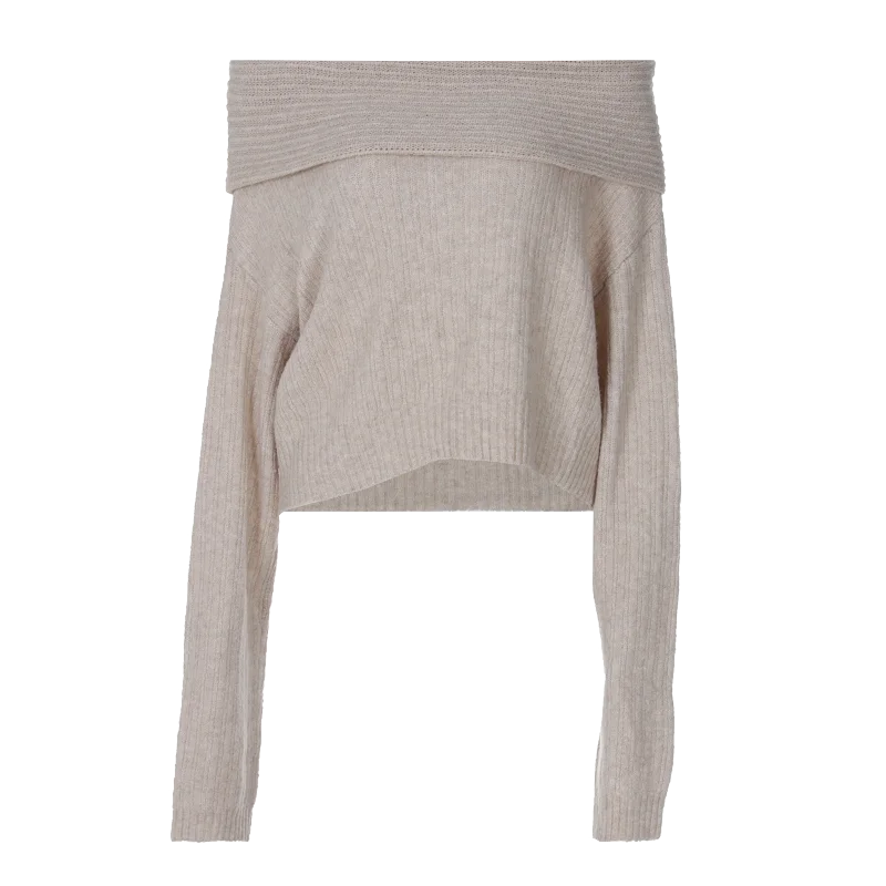 Lygens Knitting Off The Shoulder Long Sleeve Women'S Tops Skirt Women'S Sets Sweatshits Sweater Streetwear Wholesale Clothes