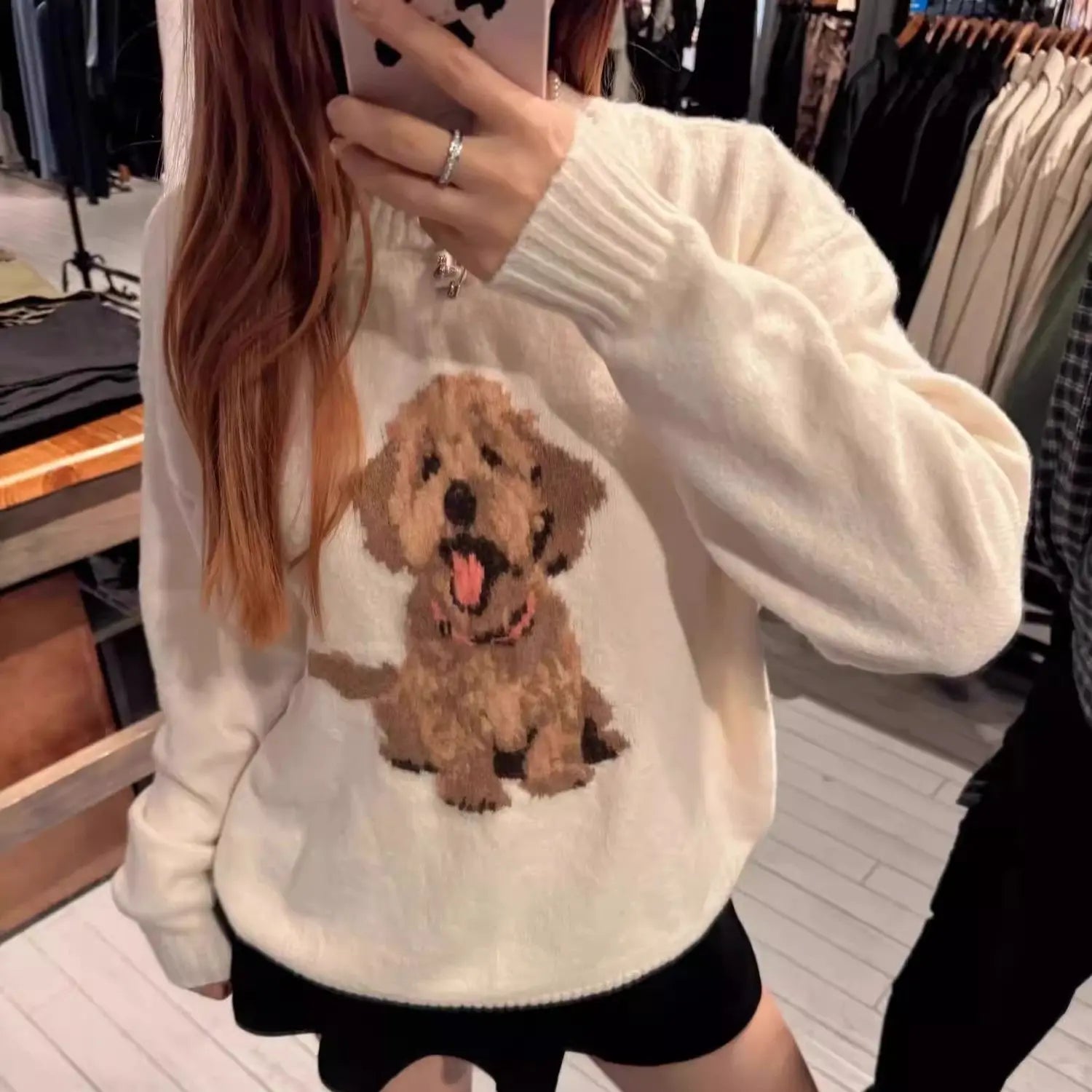 Japan Sweet Cute Cartoon Print Knitted Sweater Women's Clothing Autumn Winter Knit Pullover Streetwear Long Sleeve Coats Tops