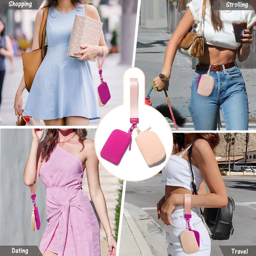 2 PCS Mini Zip Around Wristlet keychain lulu Wallet Gift for Mum Wristlet Portable wallet Coin Purse Mini Women Coin Pockect