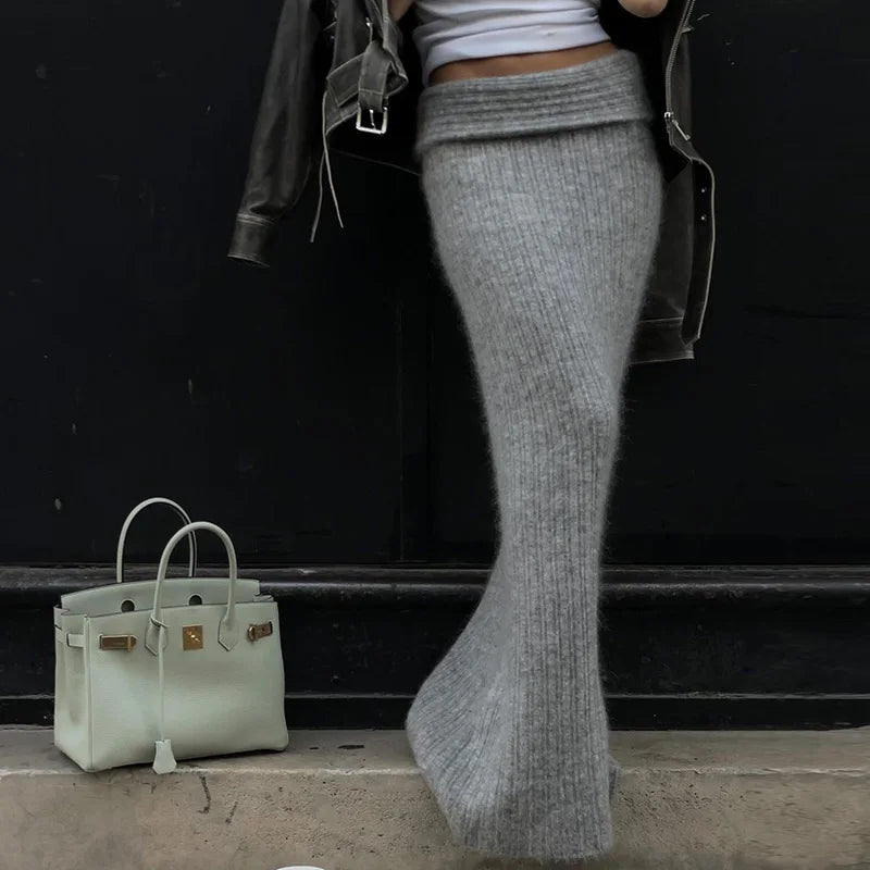 Lygens Knitting Off The Shoulder Long Sleeve Women'S Tops Skirt Women'S Sets Sweatshits Sweater Streetwear Wholesale Clothes