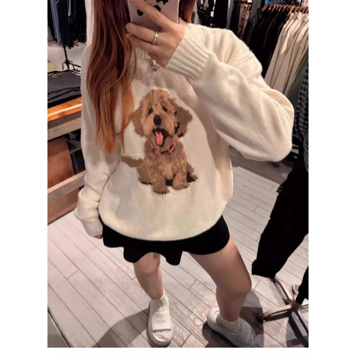 Japan Sweet Cute Cartoon Print Knitted Sweater Women's Clothing Autumn Winter Knit Pullover Streetwear Long Sleeve Coats Tops