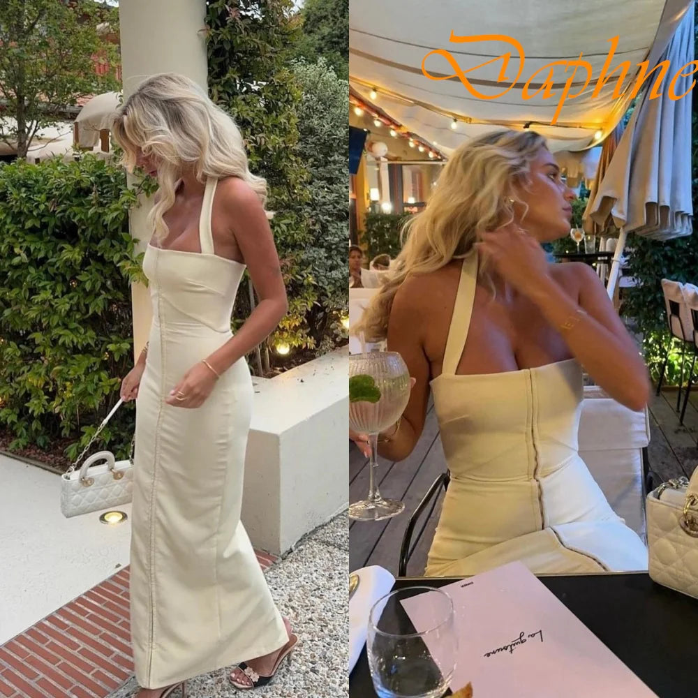 Customized Elegant Halter Sleeveless Evening Dress High Quality Satin Prom Dresses Delicate A-Line Party Gowns For Woman