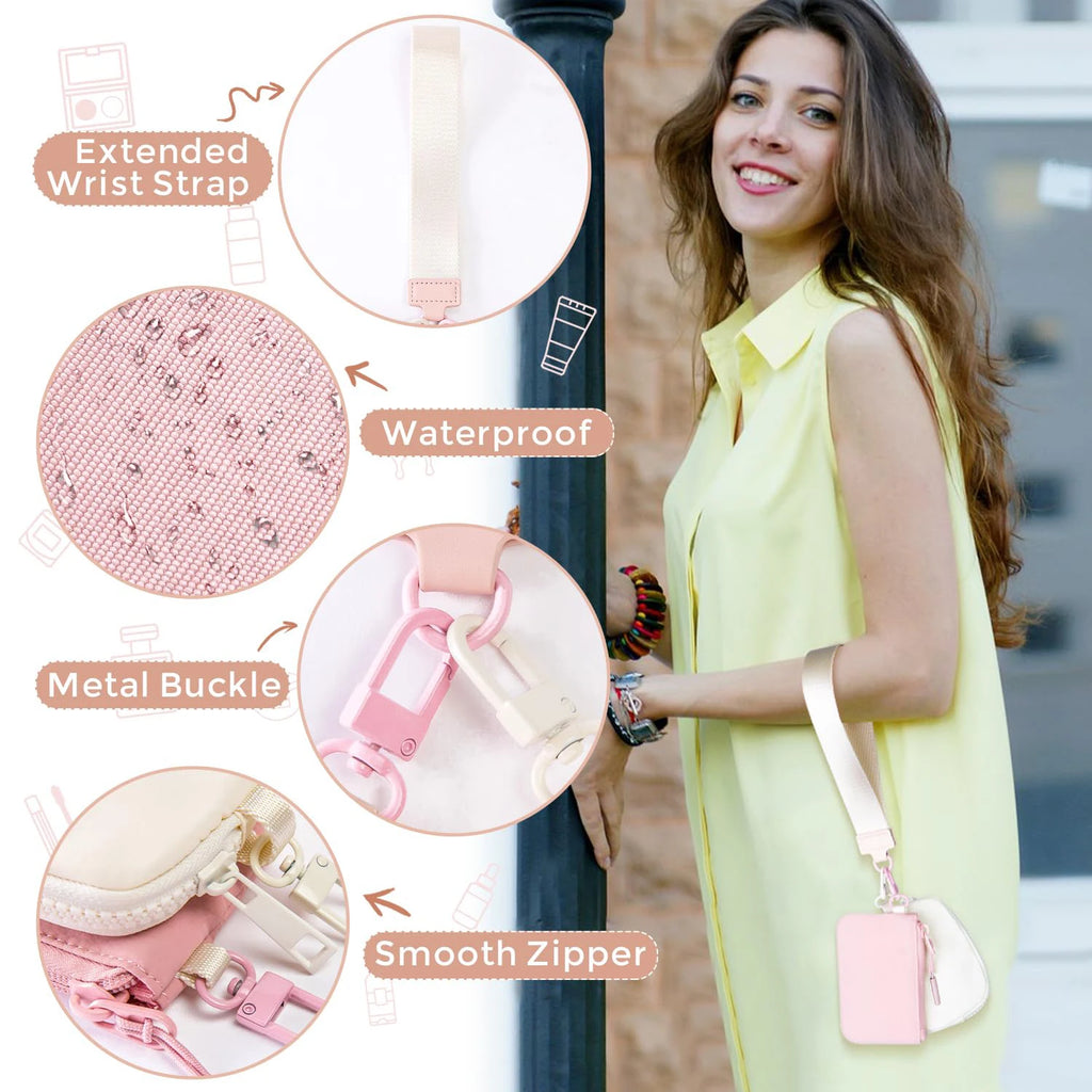2 PCS Mini Zip Around Wristlet keychain lulu Wallet Gift for Mum Wristlet Portable wallet Coin Purse Mini Women Coin Pockect