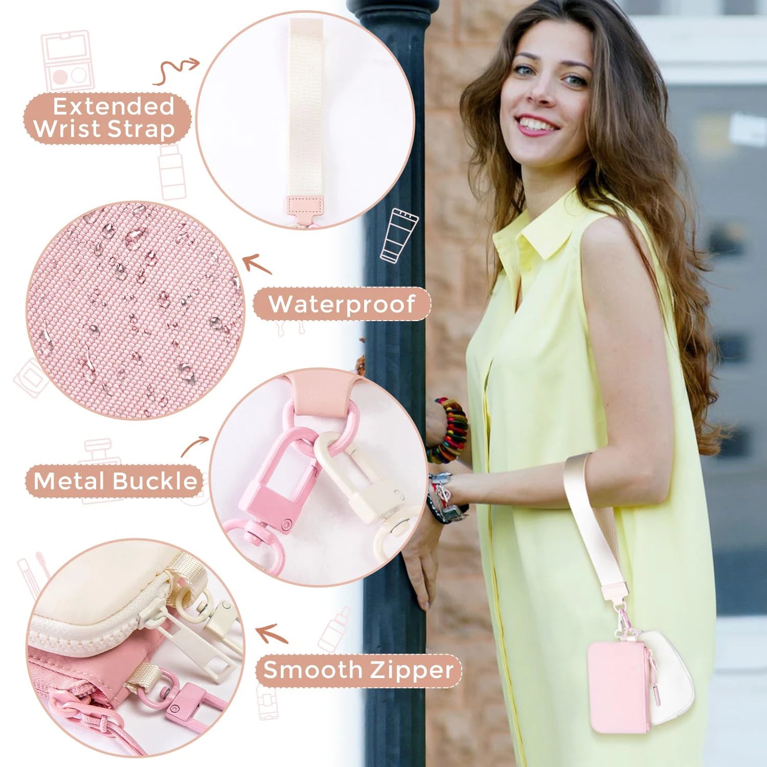 2 PCS Mini Zip Around Wristlet keychain lulu Wallet Gift for Mum Wristlet Portable wallet Coin Purse Mini Women Coin Pockect